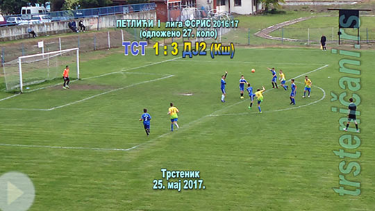 ПЕТЛИЋИ I лига ФС РИС одложено 27. коло, Трстеник ППТ–Дуел Јуниорс 2 (Крушевац) 1:3 (0:0); Трстеник, 25. мај 2017. (Кликни и погледај репортажу) ts_pelici_fkts17_dujun2_1-3_s