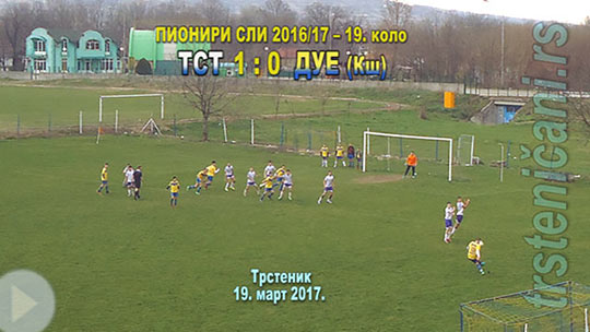 ПИОНИРИ I лига ФС РИС коло 19. ФК Трстеник–ФК Дуел (КШ) 1:0 (0:0). Mного више треба посветити пажње на спортском васпитавању најмлађих; Трстеник, 19. март 2017. год. (Кликни и погледај репортажу) ts_pionr_fkts17_duel_1-0_s