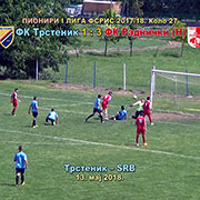 Prvenstvo FSRIS-I LIGA PIONIRI, Kolo 27; FK Trstenik–FK Radnički (Niš) 1:3 (0:2); pioniri po ugledu na prvotimce, potpuno nadigrani; Trstenik, 12. maj 2018.