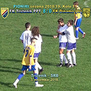 Prvenstvo FSRIS-I LIGA PIONIRI, kolo 11; PIONIRI FK Trstenik PPT-FK Dinamo Vranje 8:0 (3:0). Malo remek delo unuka legendarnog trsteničkog igrača Dušana Jevremovića, 14-to godišnjeg Janka Jevremovića-sa 5 postignutih golova! Trstenik, 3. novembar 2018.
